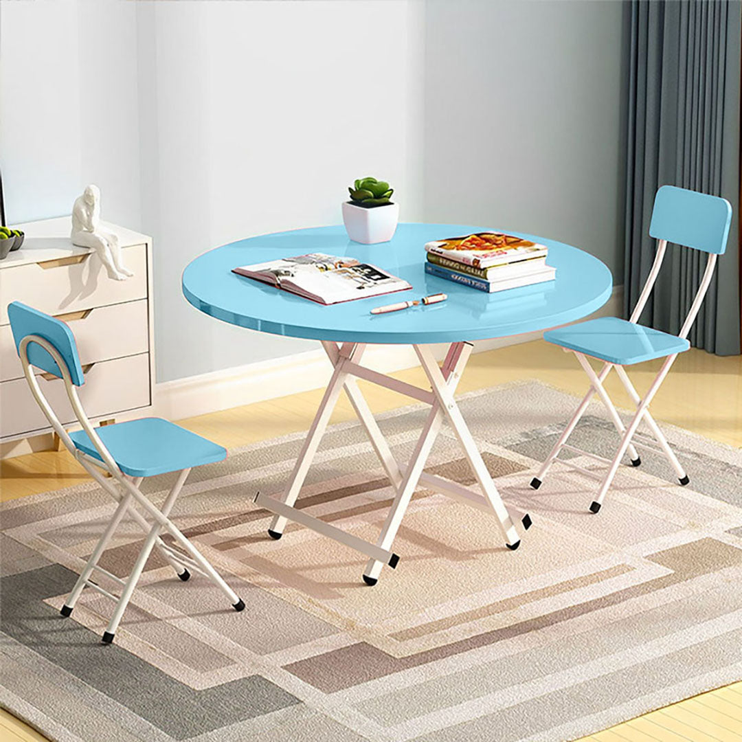 SOGA Blue Dining Table Portable Round Surface Space Saving Folding Desk Home Decor • LUZ-TableRD724