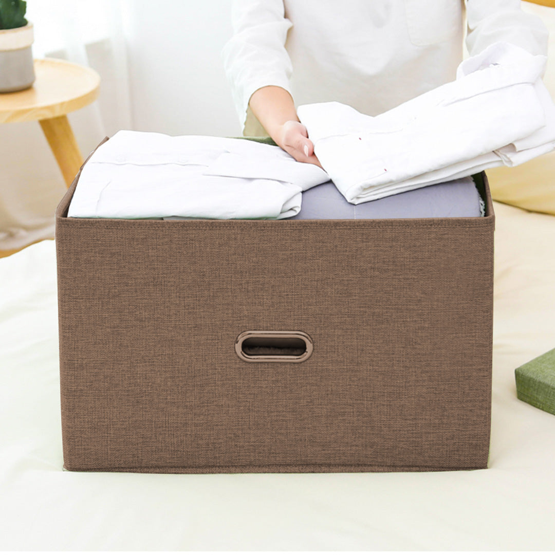 SOGA Coffee Small Foldable Canvas Storage Box Cube Clothes Basket Organiser Home Decorative Box • LUZ-SBox009