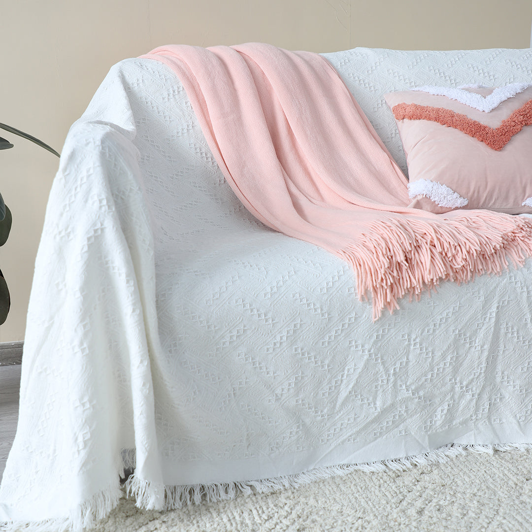SOGA 2X Pink Acrylic Knitted Throw Blanket Solid Fringed Warm Cozy Woven Cover Couch Bed Sofa Home Decor • LUZ-Blanket915X2
