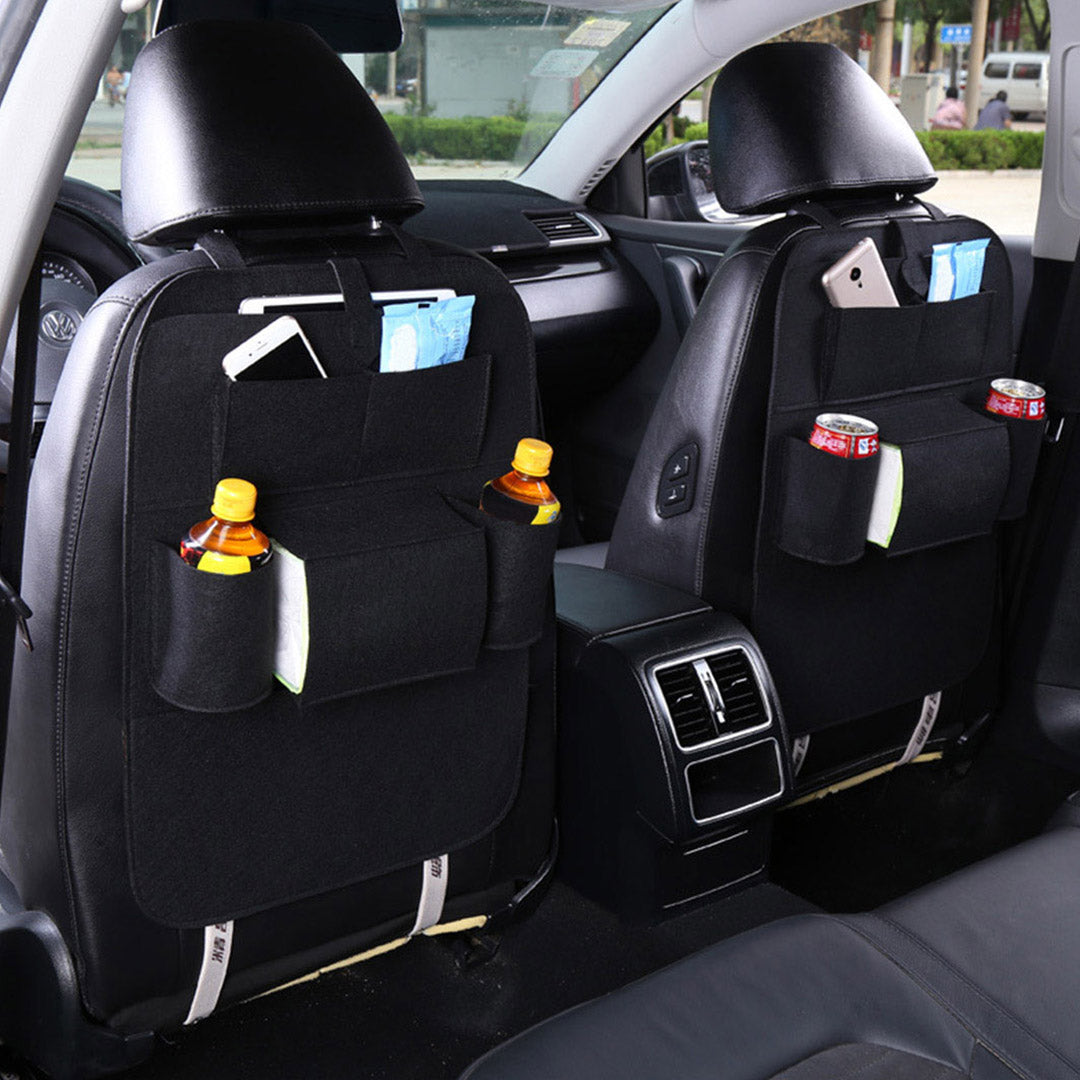 SOGA 2X  PVC Leather Car Back Seat Storage Bag Multi-Pocket Organizer Backseat and iPad Mini Holder Black • LUZ-CarStorage1SeatBagBLKX2