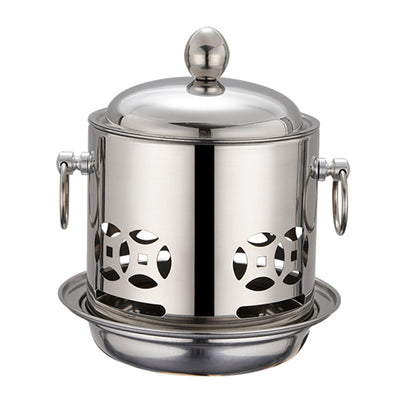 SOGA Stainless Steel Mini Asian Buffet Hot Pot Single Person Shabu Alcohol Stove Burner with Lid • LUZ-ChafingDishHotPot5