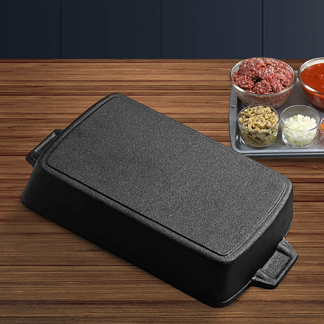 SOGA 33cm Cast Iron Rectangle Bread Cake Baking Dish Lasagna Roasting Pan • LUZ-ZPaiA10