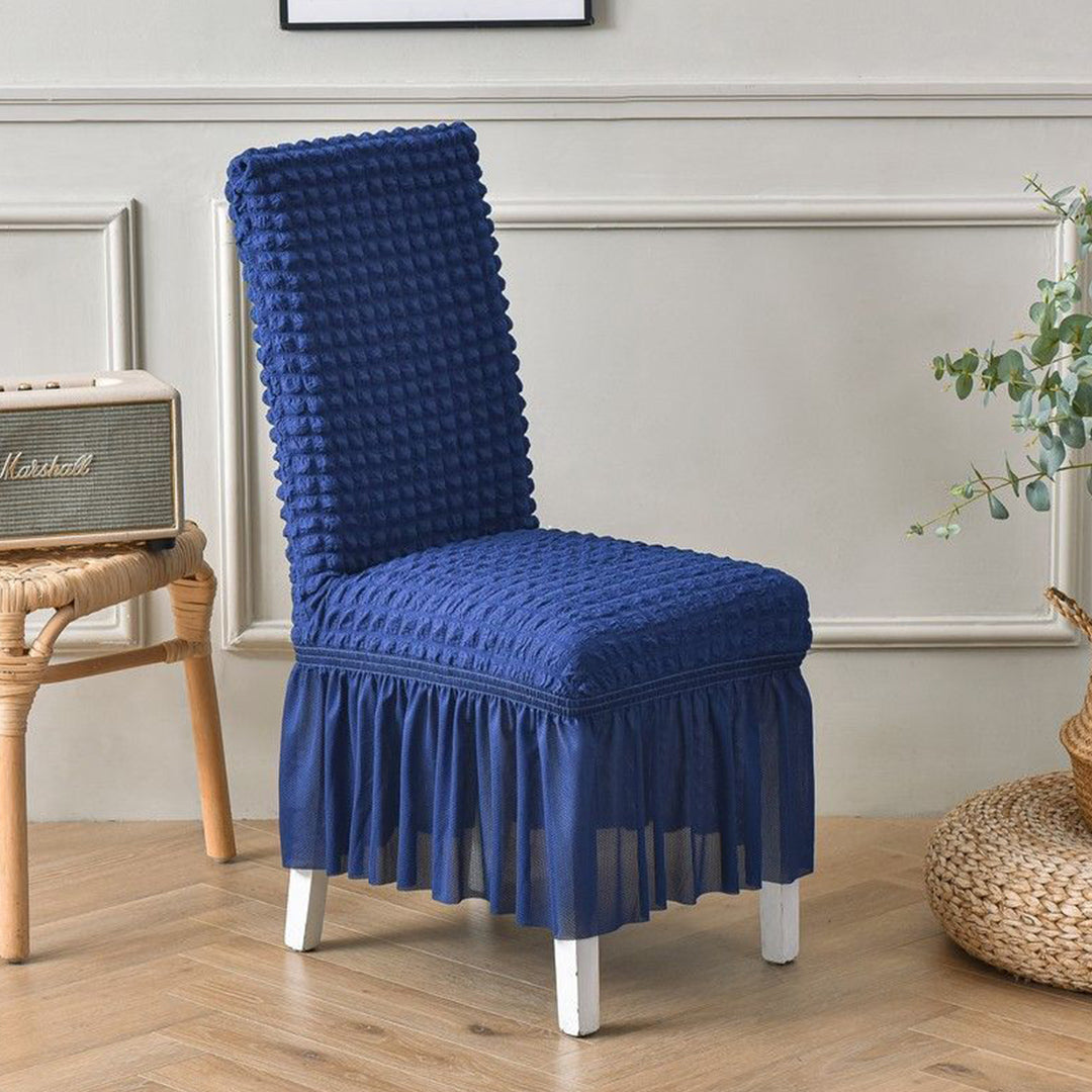 SOGA Blue Chair Cover Seat Protector with Ruffle Skirt Stretch Slipcover Wedding Party Home Decor • LUZ-Chaircov22B