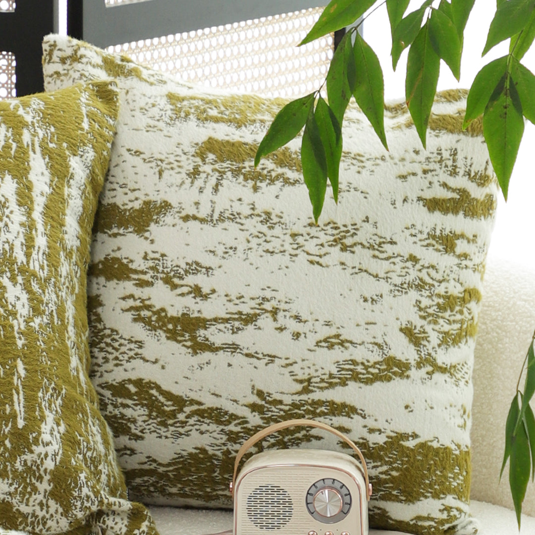 SOGA 50cm Throw Pillow White and Olive Green Deluxe Polyester Fiber and Cotton  for Home Decor • LUZ-FrenchCushion327