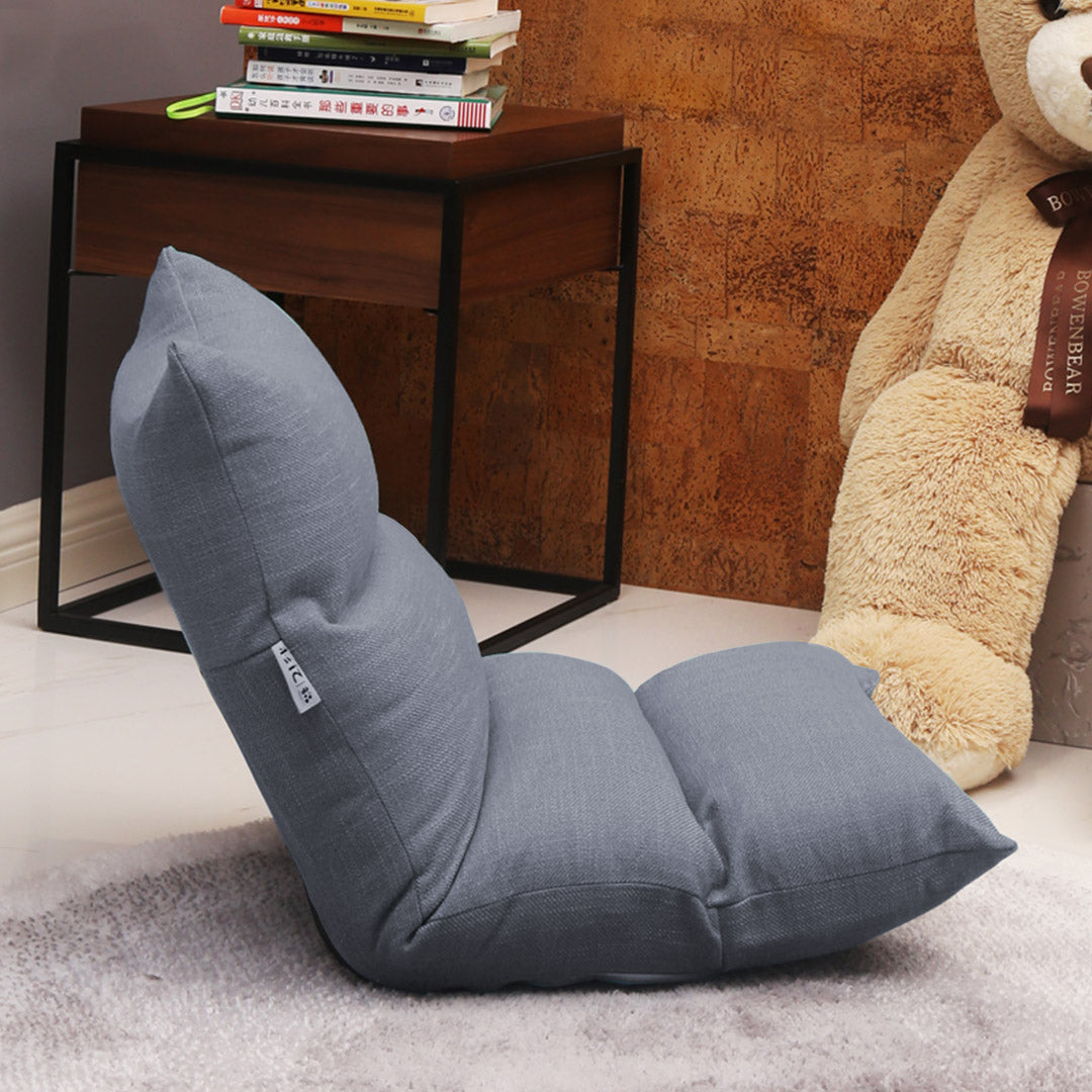 SOGA Lounge Floor Recliner Adjustable Lazy Sofa Bed Folding Game Chair Grey • LUZ-LoungeFabricGrey
