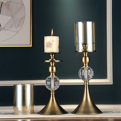SOGA 2X 38cm Glass Candle Holder Candle Stand Glass/Metal • LUZ-CandleStickBSmallX2