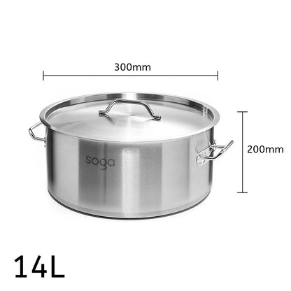 SOGA Dual Burners Cooktop Stove, 30cm Cast Iron Skillet and 14L Stainless Steel Stockpot • LUZ-ECooktDBL-Sizzle30-StockPot14L