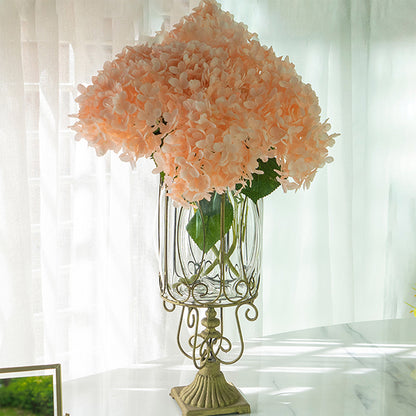 SOGA European Clear Glass Cylinder Flower Vase Solid Base with Gold Metal Pattern • LUZ-HO-VaseYG3015