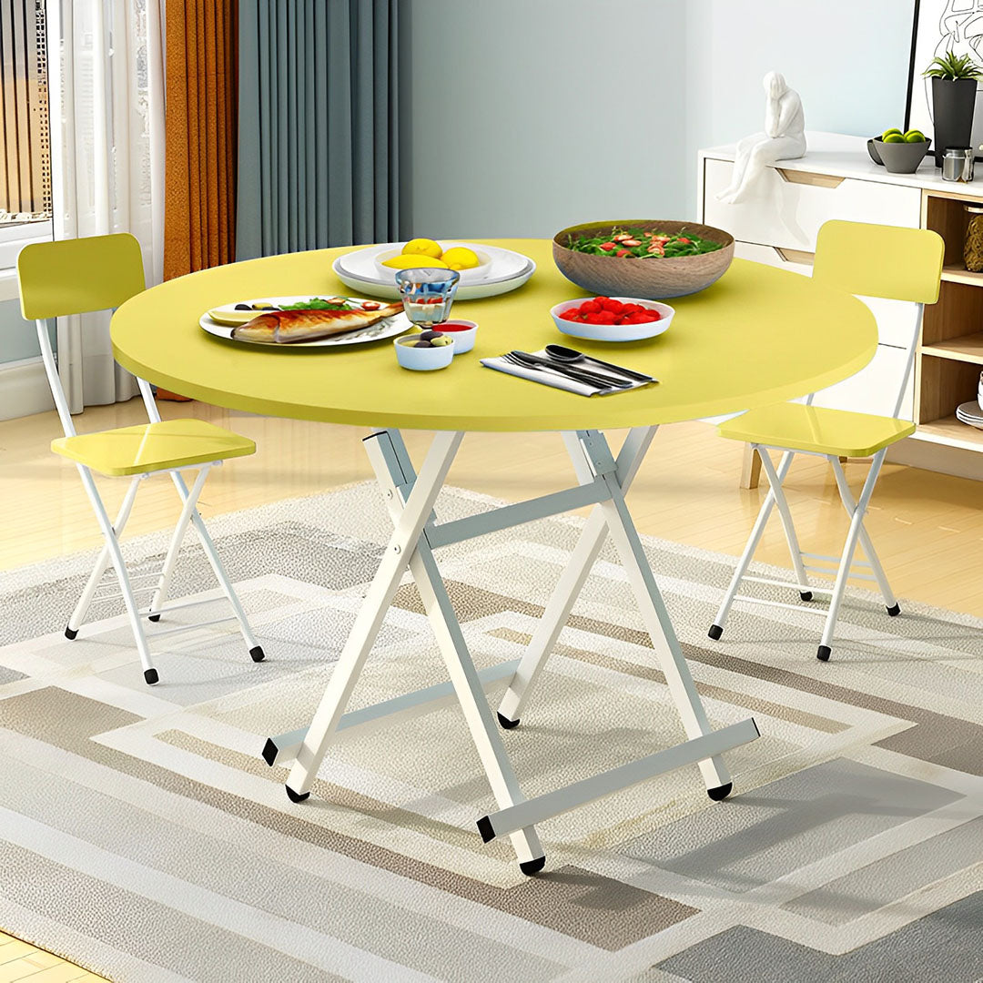 SOGA Yellow Dining Table Portable Round Surface Space Saving Folding Desk Home Decor • LUZ-TableRD725