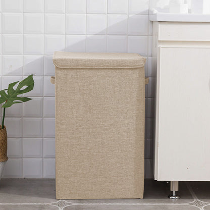 SOGA Beige Medium Collapsible Laundry Hamper Storage Box Foldable Canvas Basket Home Organiser Decor • LUZ-SBox103