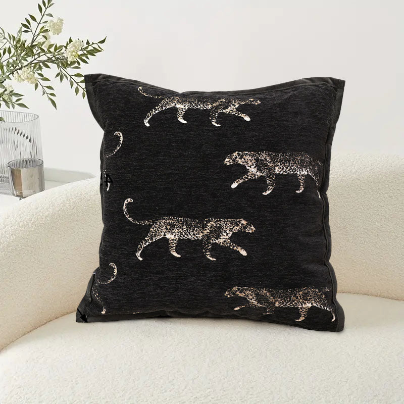 SOGA 45cm Light Luxury Vintage Leopard Print Square Black Throw Pillow • LUZ-FrenchCushion253