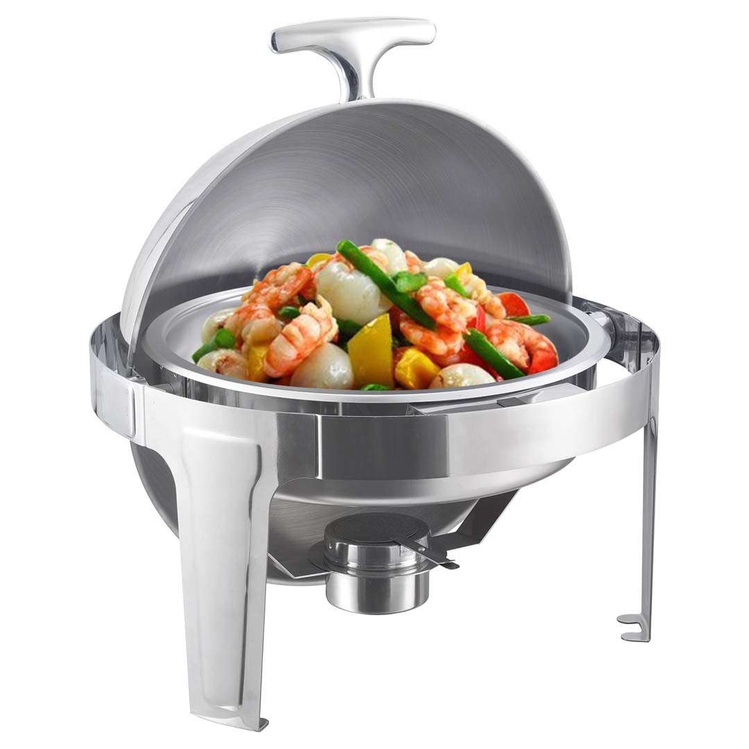 SOGA 2X 6L Stainless Steel Chafing Food Warmer Catering Dish Round Roll Top • LUZ-ChafingDish5638X2