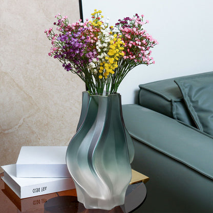 SOGA 27cm Glass Vase Blue with Beautiful glass Bubble Texture Art Vases • LUZ-GVaseBlu25