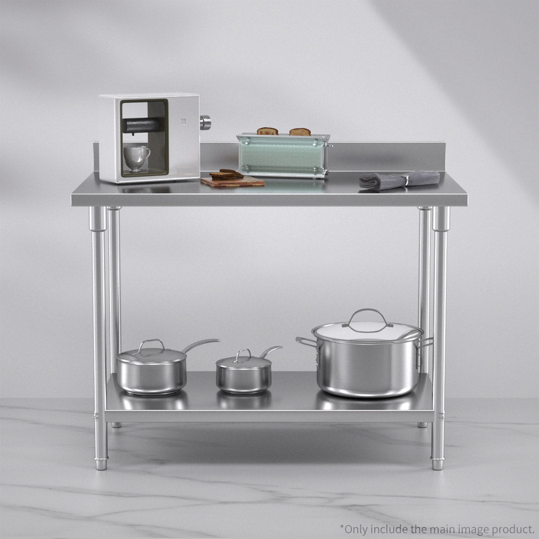 SOGA Commercial Catering Kitchen Stainless Steel Prep Work Bench Table with Back-splash 120*70*85cm • LUZ-WorkBenchSS2003120CM