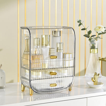 SOGA 2X 3 Tier Transparent Multifunctional Countertop Cosmetic Storage Makeup Perfume Skincare Display Stand Shelf Drawer Type Organiser • LUZ-BathC125X2