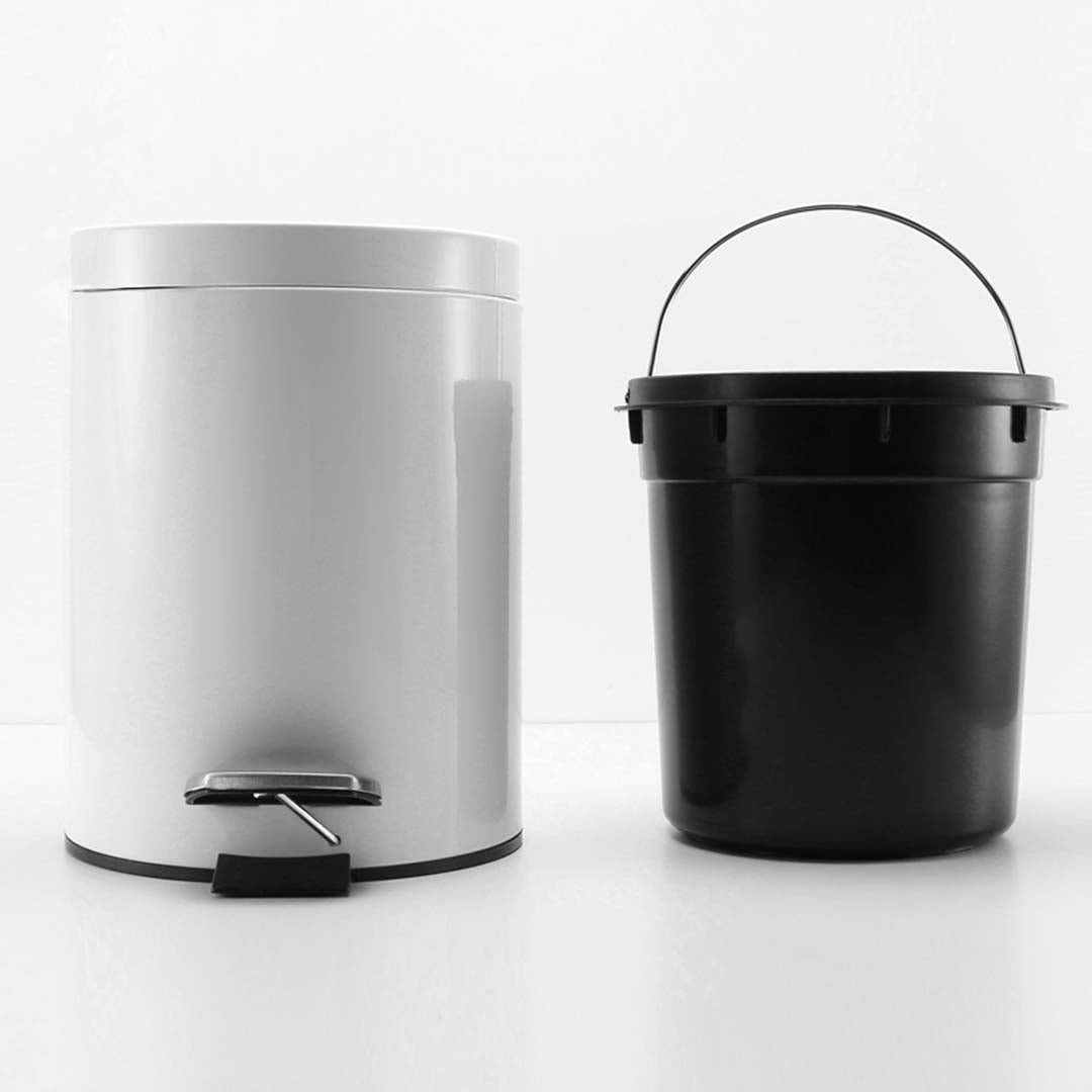 SOGA Foot Pedal Stainless Steel Rubbish Recycling Garbage Waste Trash Bin Round 12L White • LUZ-RubbishBinRound12LWhite