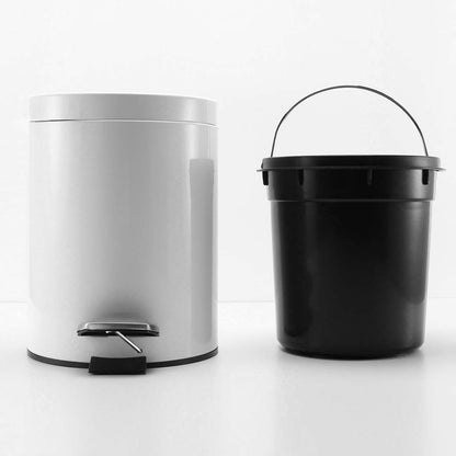 SOGA Foot Pedal Stainless Steel Rubbish Recycling Garbage Waste Trash Bin Round 12L White • LUZ-RubbishBinRound12LWhite