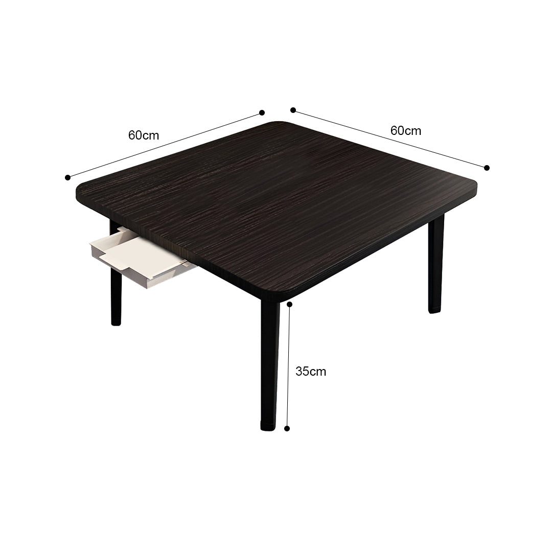 SOGA 2X  Black Portable Floor Table Small Square Space-Saving Mini Desk Home Decor • LUZ-FloorTable502X2