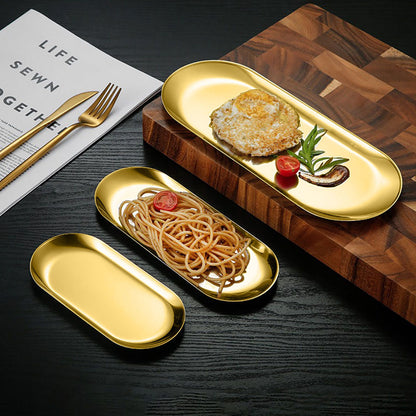 SOGA Gold Nordic Oval Plate Set Small, Medium and Large for 3 Pieces Kitchen • LUZ-VICPlate49