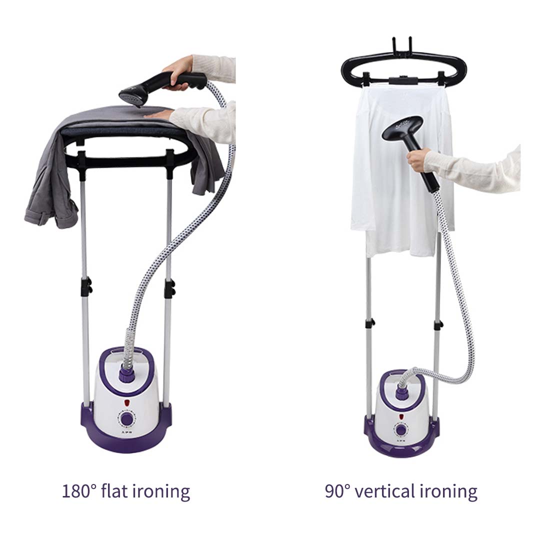 SOGA Garment Steamer Vertical Twin Pole Clothes 1700ml 1800w Professional Steaming Kit Purple • LUZ-GarmentSteamerTwinPolePurple