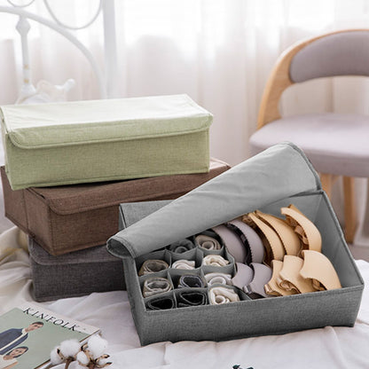 SOGA Grey Flip Top Underwear Storage Box Foldable Wardrobe Partition Drawer Home Organiser • LUZ-SBox031