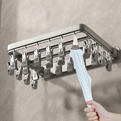 SOGA Wall-Mounted Clothes Hanger Multi-Clamp Laundry Drying Wall Rack • LUZ-TAN1046
