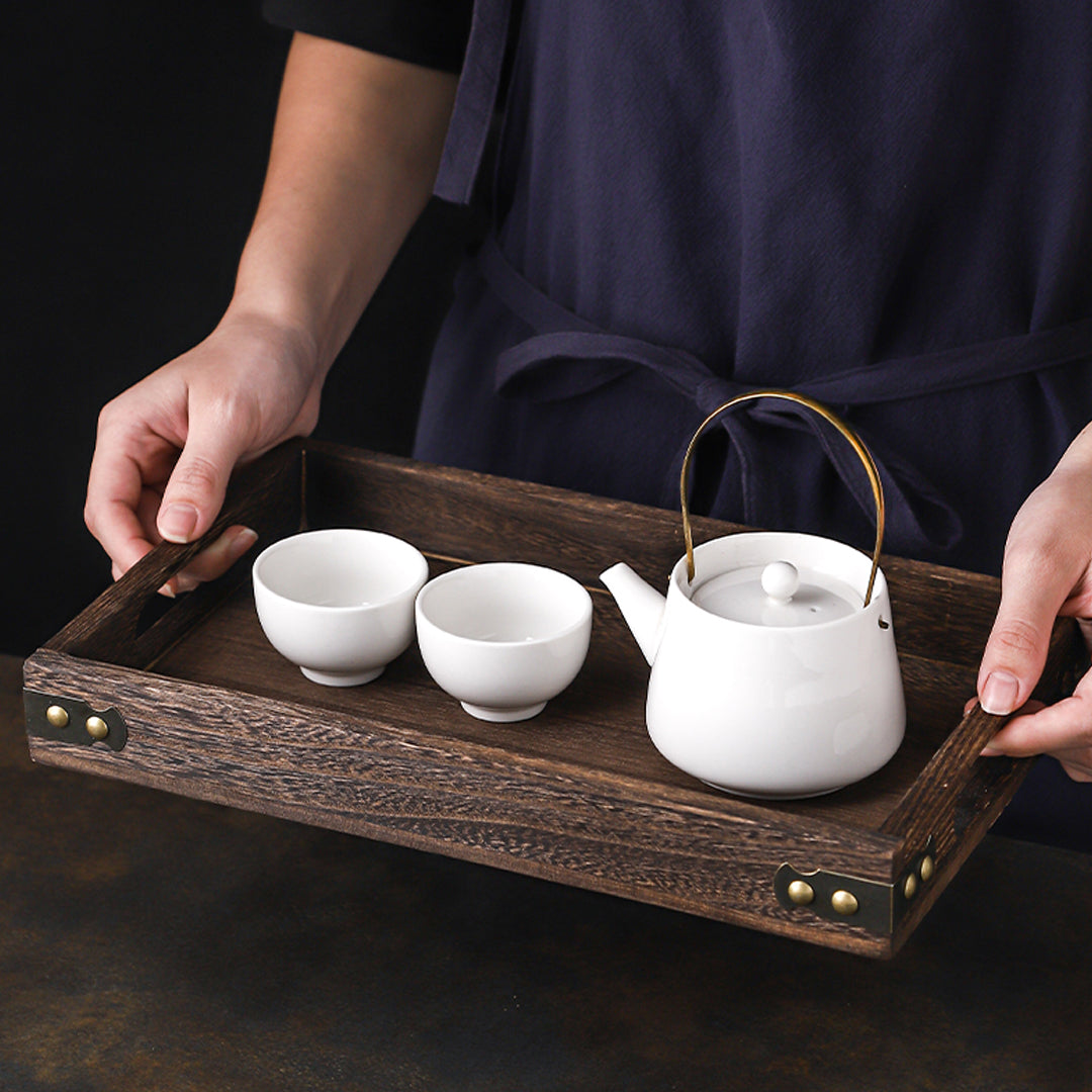 SOGA Large Walnut Rectangle Wooden Tray Breakfast Dinner Serving Board Tea Set Holder Kitchen Home Decor • LUZ-WodE563