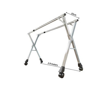 SOGA 2X 2.0m Portable Standing Clothes Drying Rack Foldable Space-Saving Laundry Holder with Wheels • LUZ-BSXG2515X2