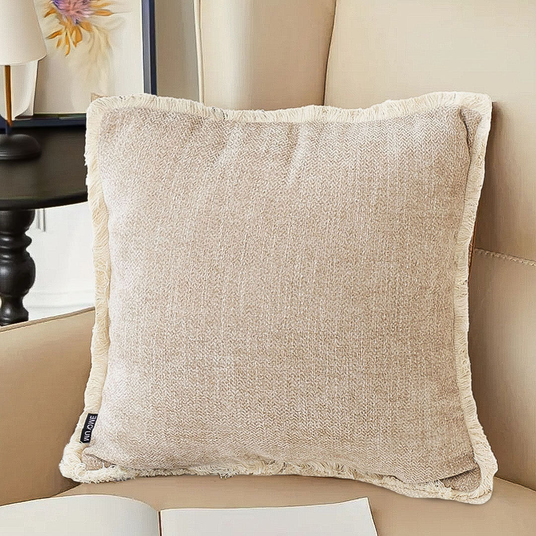 SOGA 2X 45cm Milk Coffee Home Aesthetic Chenille Texture Tassel Square Throw pillow • LUZ-FrenchCushion246X2