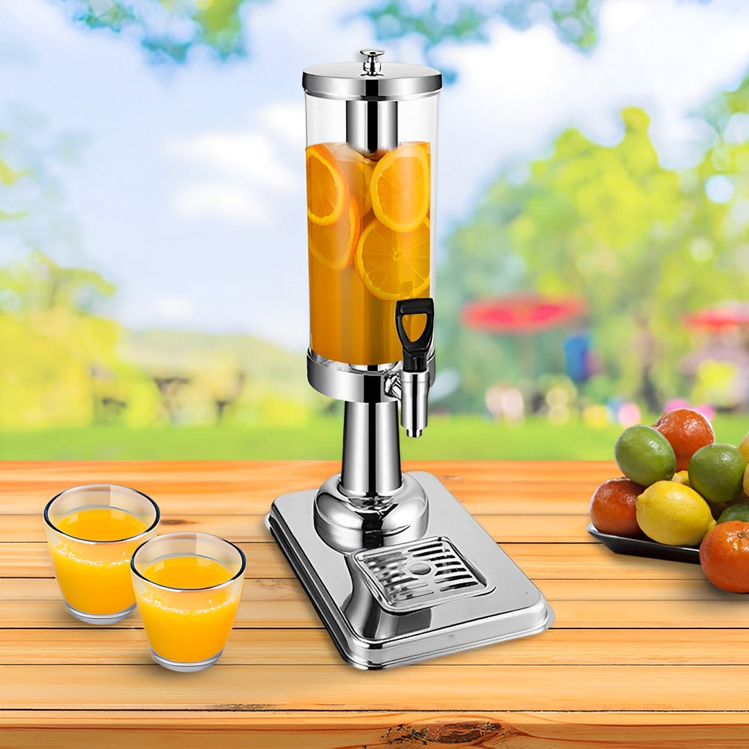 SOGA Single 3L Silver Stainless Steel Beverage Dispenser Ice Cylinder Clear Juicer Hot Cold Water Jug • LUZ-VICDispenser5712