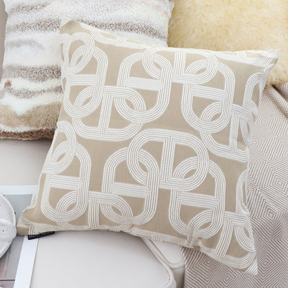 SOGA 50cm Throw Pillow Beige Interlocking Geometric Pattern Modern Accent for Home DÃ©cor • LUZ-FrenchCushion339