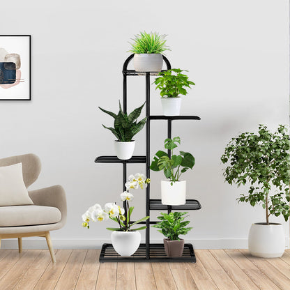 SOGA 5 Tier 6 Pots Black Metal Plant Stand Flowerpot Display Shelf Rack Indoor Home Office Decor • LUZ-FPotH03