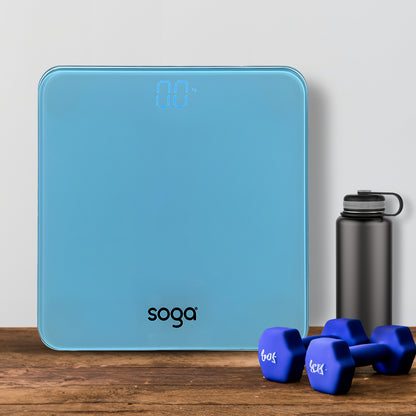 SOGA 180kg Digital Fitness Weight Bathroom Gym Body Glass LCD Electronic Scales Blue LUZ-BodyWeightScaleBlue