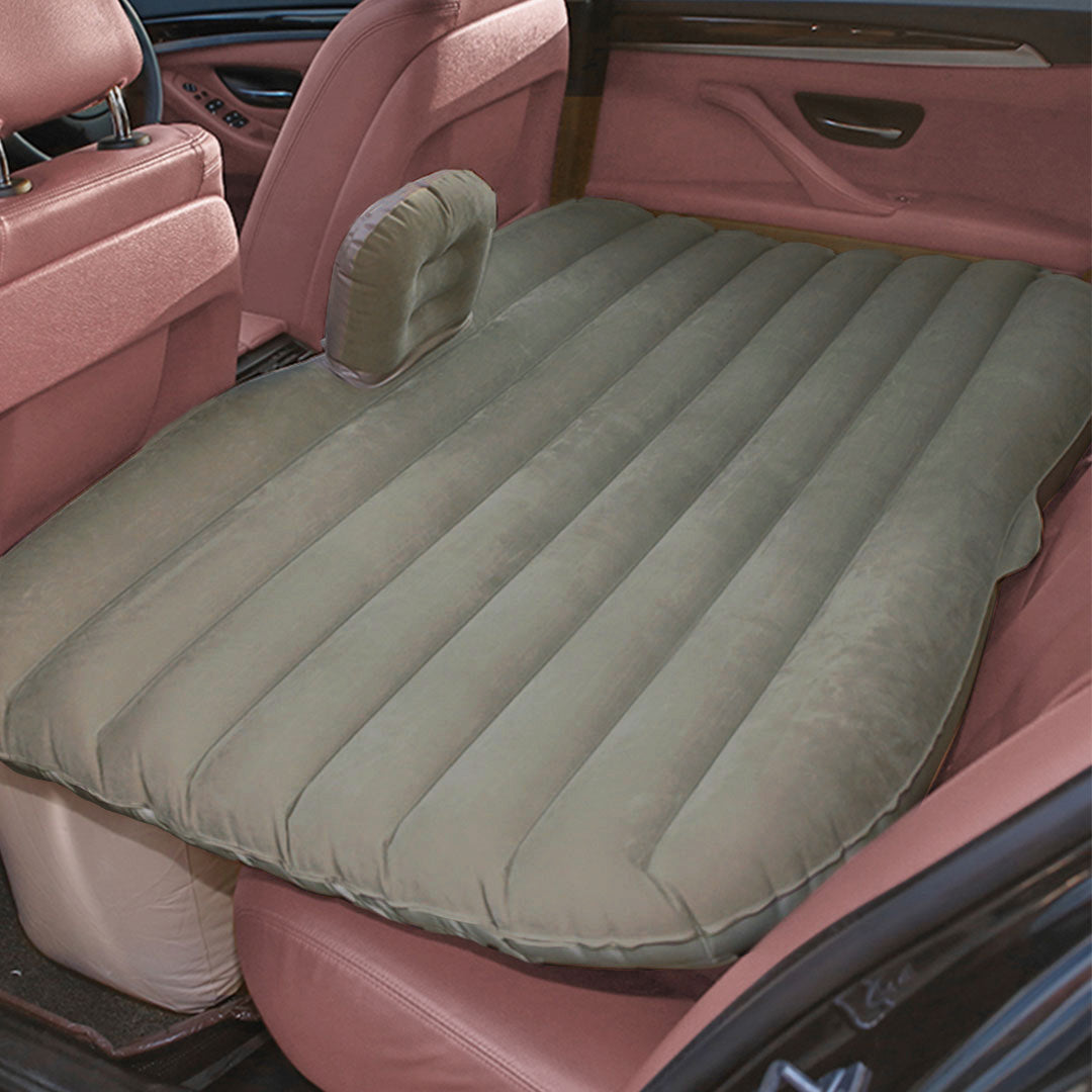 SOGA 2X Grey Stripe Inflatable Car Mattress Portable Camping Rest Air Bed Travel Compact Sleeping Kit Essentials • LUZ-CarMat002X2