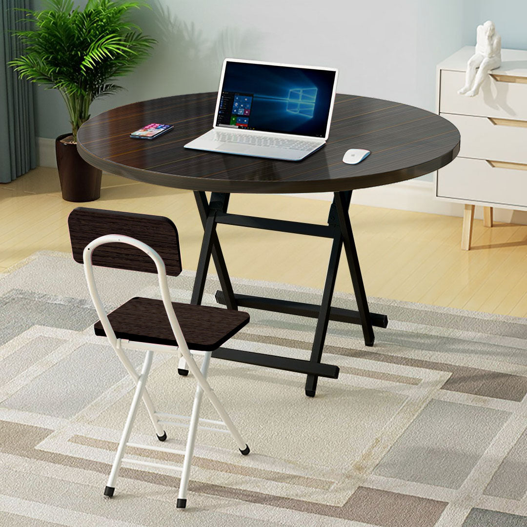 SOGA 2X Black Dining Table Portable Round Surface Space Saving Folding Desk Home Decor • LUZ-TableRD723X2