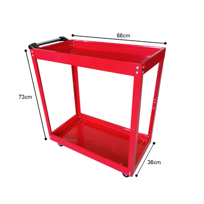 SOGA 2X 2 Tier Tool Storage Cart Portable Service Utility Heavy Duty Mobile Trolley Red • LUZ-ToolCart605X2
