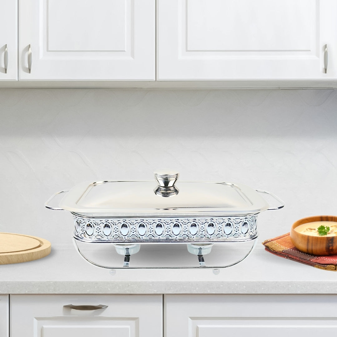 SOGA 2L Lace Edge Dining Stove Silver Color Portable Dining Cooking Appliance for Kitchen Essential • LUZ-ChafingDish6V18