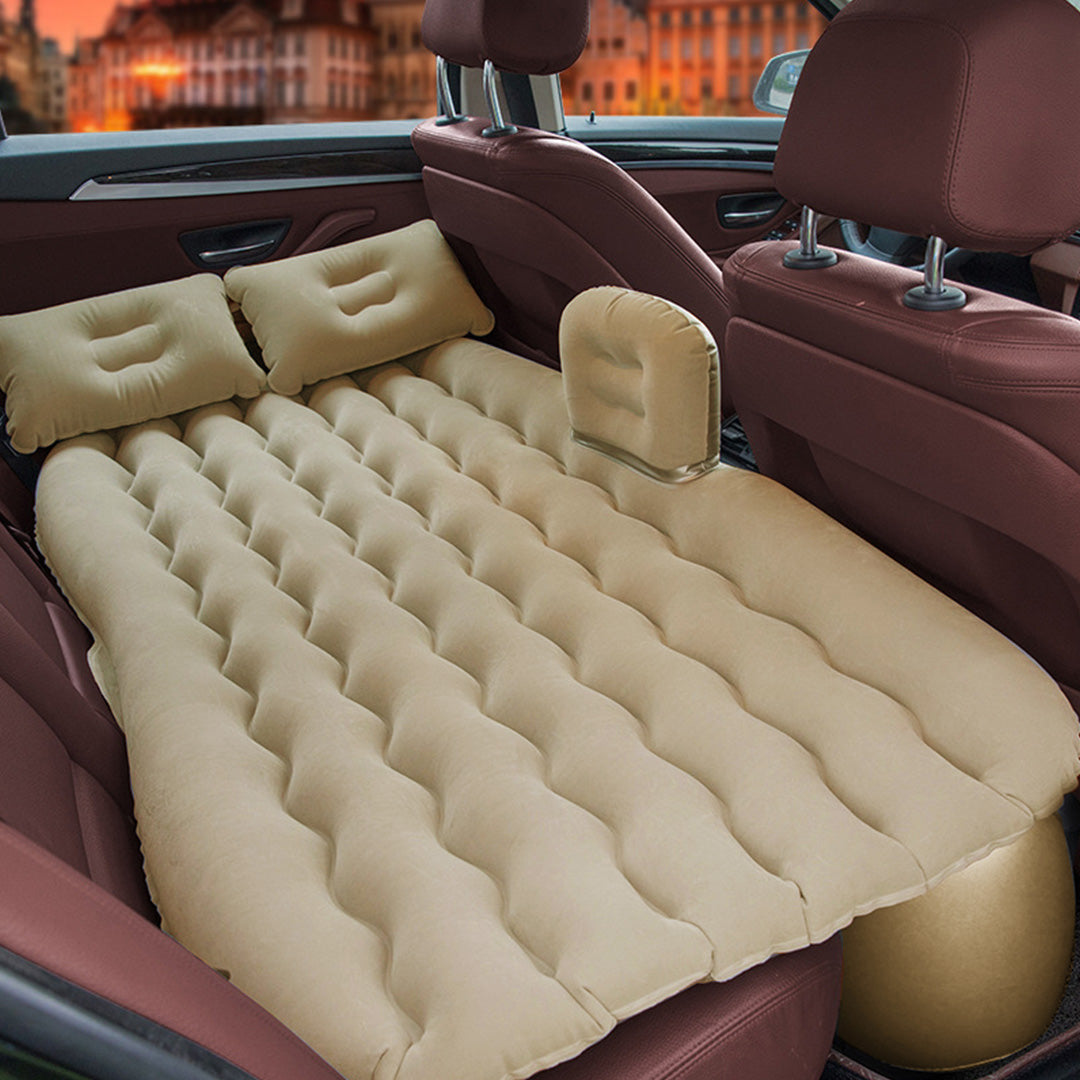 SOGA Beige Ripple Inflatable Car Mattress Portable Camping Air Bed Travel Sleeping Kit Essentials • LUZ-CarMat007