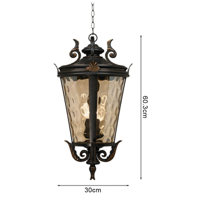 Vintage Lamp 4X 60.3cm Aluminum & Glass Lantern Elegant Chandelier Style Classic Hanging Light Antique-Inspired Design • LUZ-Lamp584HangMedX4