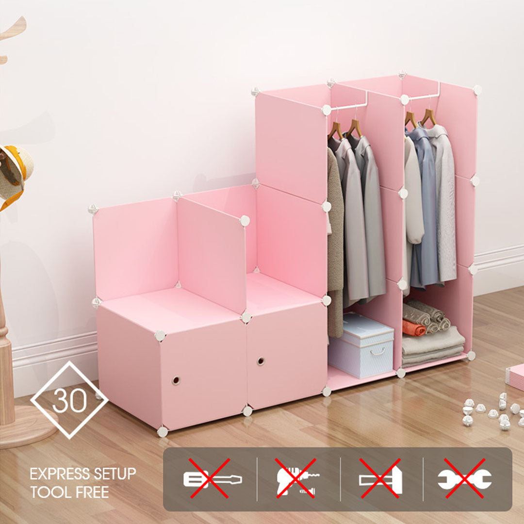 SOGA 10 Cubes Princess Design Portable Wardrobe Divide-Grid Modular Storage Organiser Foldable Closet • LUZ-Wrobe3524