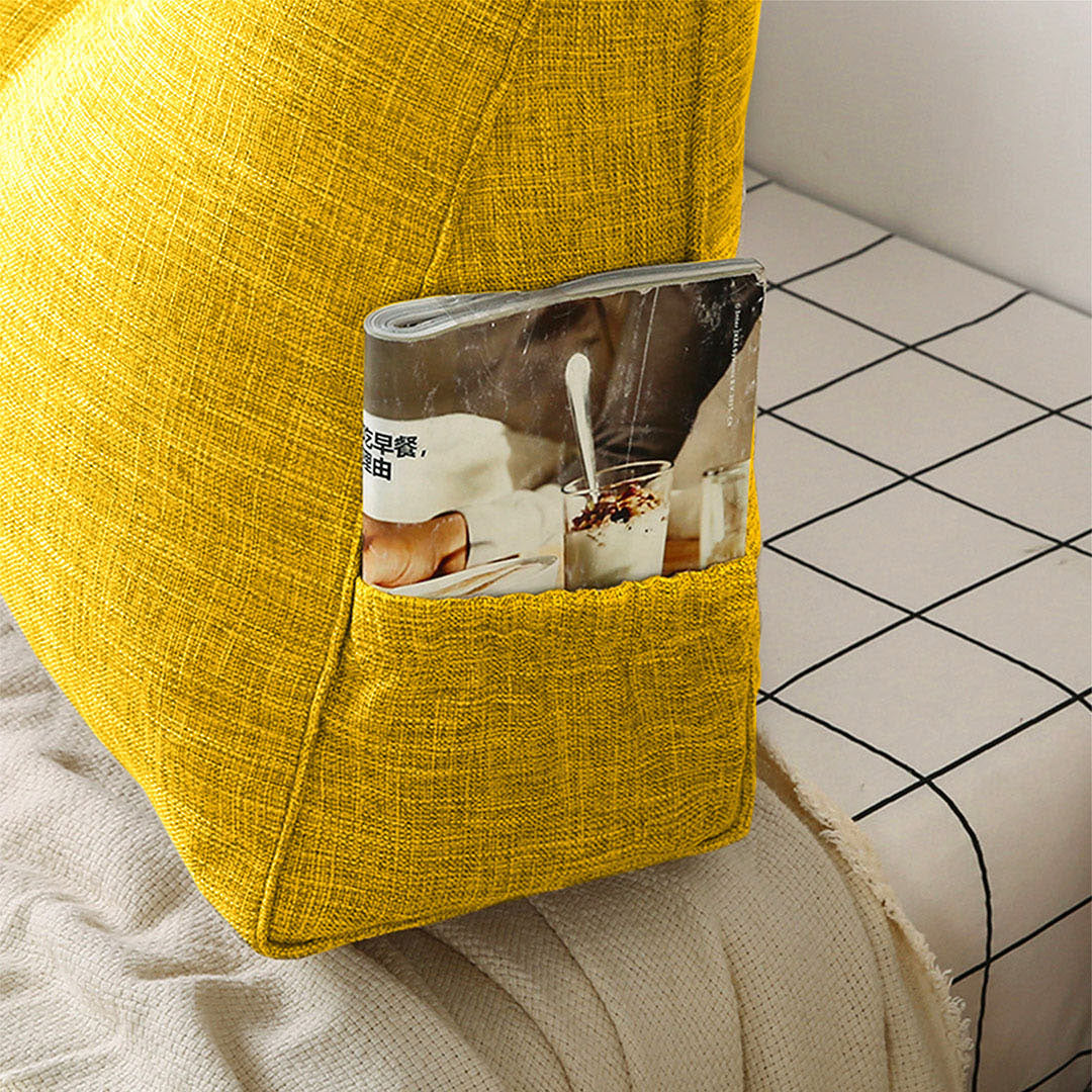 SOGA 120cm Yellow Triangular Wedge Bed Pillow Headboard Backrest Bedside Tatami Cushion Home Decor • LUZ-Pillow3112