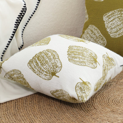 SOGA 2X 50cm Throw Pillow White with Olive Green Autumn Harvest Pumpkin Print Home Decor • LUZ-FrenchCushion329X2