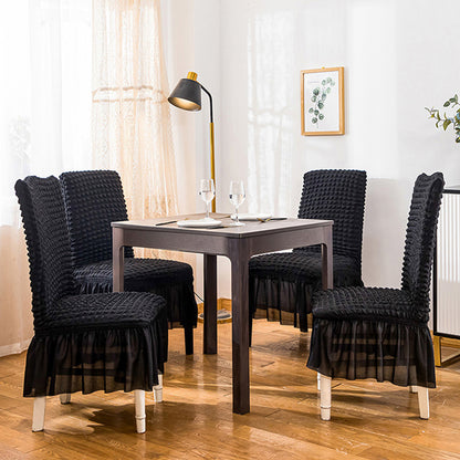 SOGA 2X Black Chair Cover Seat Protector with Ruffle Skirt Stretch Slipcover Wedding Party Home Decor • LUZ-Chaircov26FX2