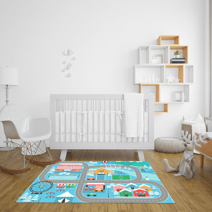 SOGA 2X 20cm Kids Rug Street Map Play Mat, Educational Baby Theme Park Area Rugs • LUZ-KidCarpet602X2