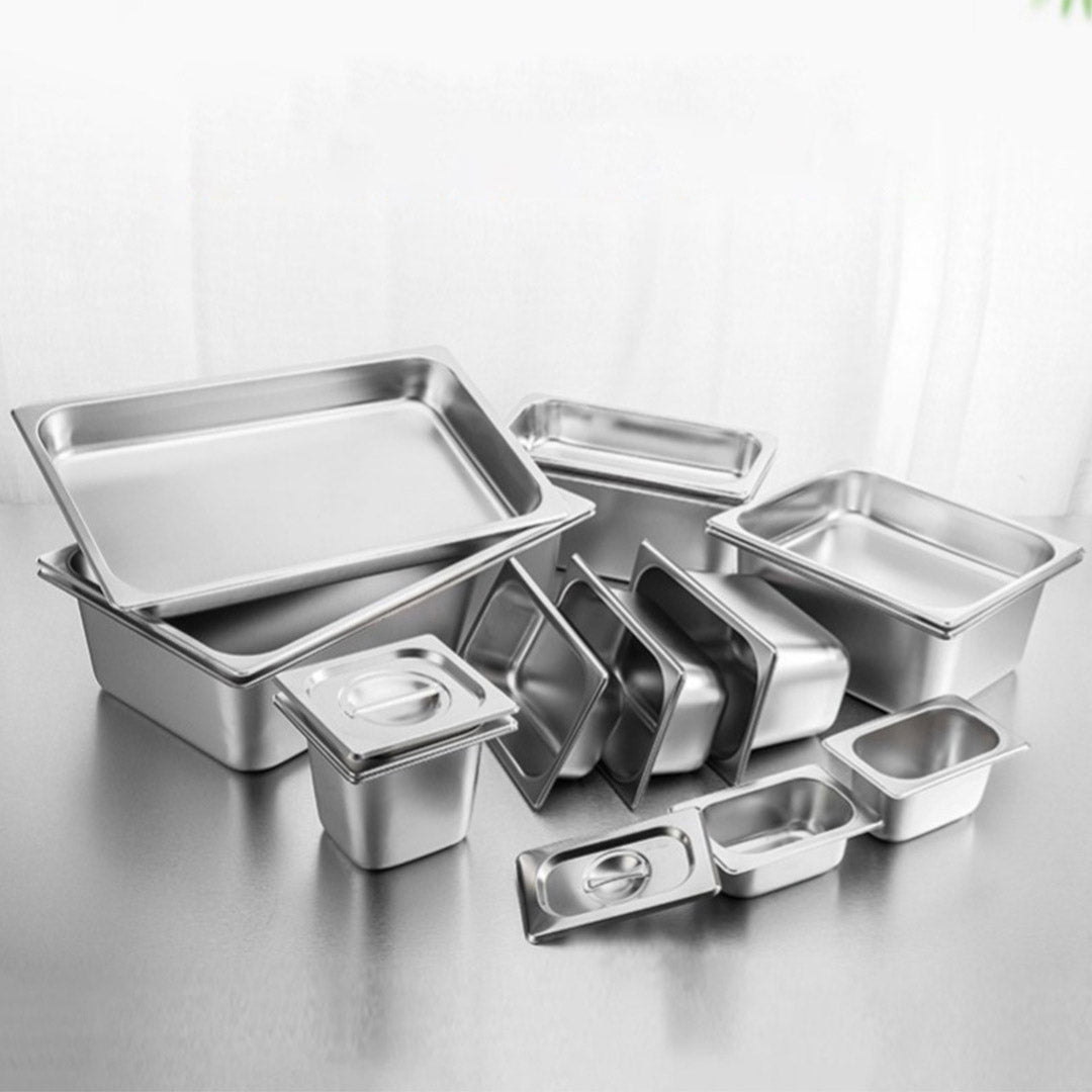 SOGA Gastronorm GN Pan Full Size 1/1 GN Pan 10cm Deep Stainless Steel Tray • LUZ-GastronormPans5404X1