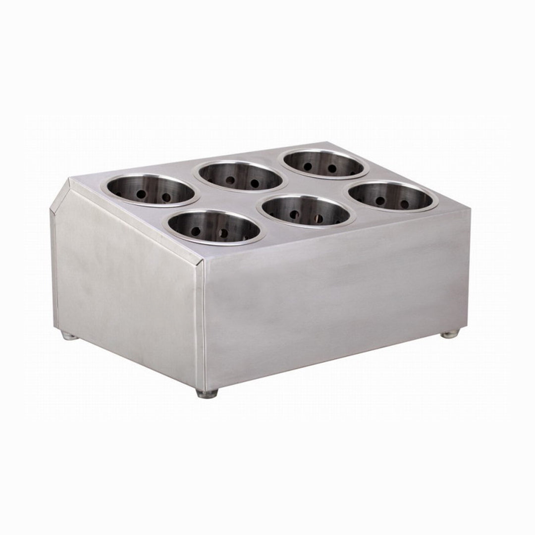 SOGA 2X 18/10 Stainless Steel Commercial Conical Utensils Cutlery Holder with 6 Holes • LUZ-CutleryHolder4605X2