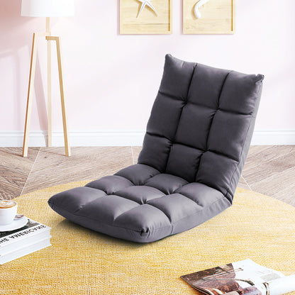 SOGA Grey Lounge Floor Recliner Adjustable Gaming Sofa Bed Foldable Indoor Outdoor Backrest Seat Home Office Decor • LUZ-LoungeD1459