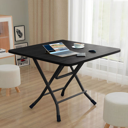 SOGA Black Dining Table Portable Square Surface Space Saving Folding Desk with Lacquered Legs Home Decor • LUZ-Table1205AA
