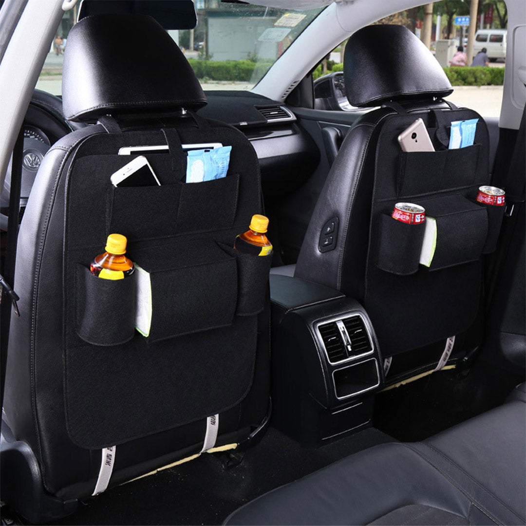 SOGA PVC Leather Car Back Seat Storage Bag Multi-Pocket Organizer Backseat and iPad Mini Holder Black • LUZ-CarStorage1SeatBagBLK