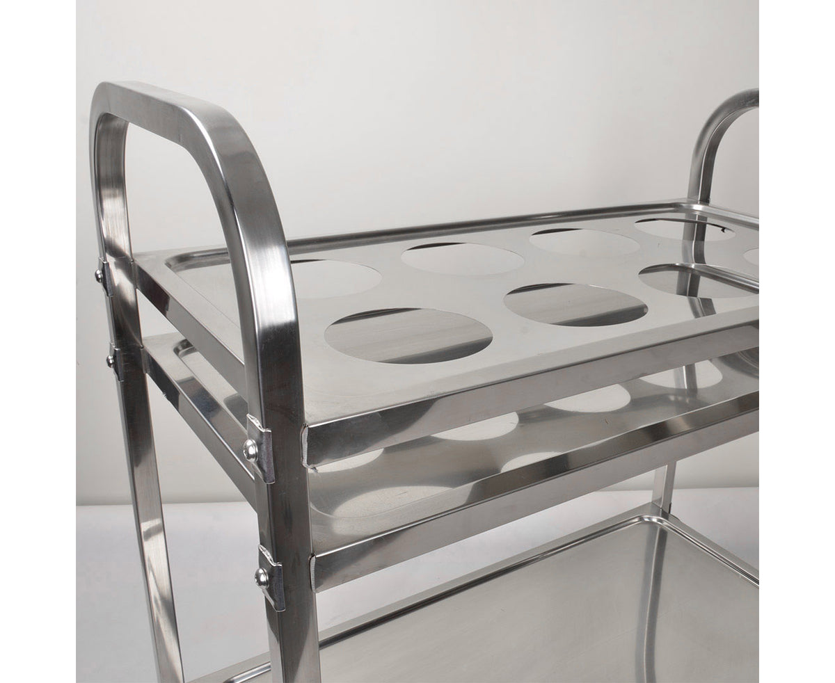 SOGA 2 Tier Stainless Steel 8 Compartment Kitchen Seasoning Car Service Trolley Condiment Holder Cart Spice Bowl • LUZ-FoodCart1209
